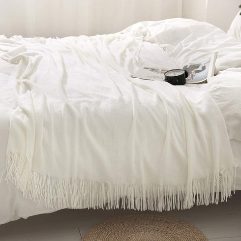 Homiest Cozy 50 60 (50" 60", Decorative Knitted Throw Blanket with Fringe Soft & Tassel Blanket for Couch Sofa Bed- x x