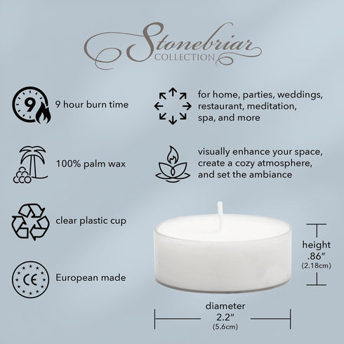 Stonebriar 20 Count Unscented Mega Oversized Clear Cup Tea Light Candles with 9 Hour Burn Time