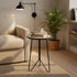 Table,12" LIFFY Outdoor Metal Side Small Outdoor Accent Table with Glass Top,Indoor Round Home Decorative End
