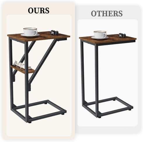 NEFROM Set 2, ET-D-BR2 C-Shaped End Tables, Sofa TV Trays of Small Couch Side Table for Living Room, Bedroom, Bedside
