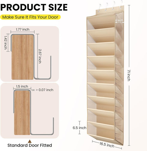 20-25 Closet 10-Tier Pairs Over the Door Shoe Organizer, Clear Pockets Shoe Rack for Door, Hanging Shoe Rack for Boots
