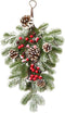 BESTOYARD Artificial 21.7in Christmas Teardrop Swag, Pine and Pinecone Door Decoration for Holiday Decor