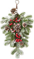 BESTOYARD Artificial 21.7in Christmas Teardrop Swag, Pine and Pinecone Door Decoration for Holiday Decor