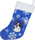 Caroline's Treasures SS4654-CS Boston Terrier Winter Snowflakes Holiday Christmas Stocking, Fireplace Hanging Decor