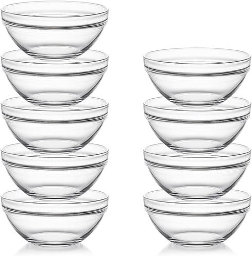 Sweejar 4 inch Small Glass Bowls Set, 9 pack 7 oz Prep Bowls for Cooking, Kitchen Dessert Bowls for Ice Cream