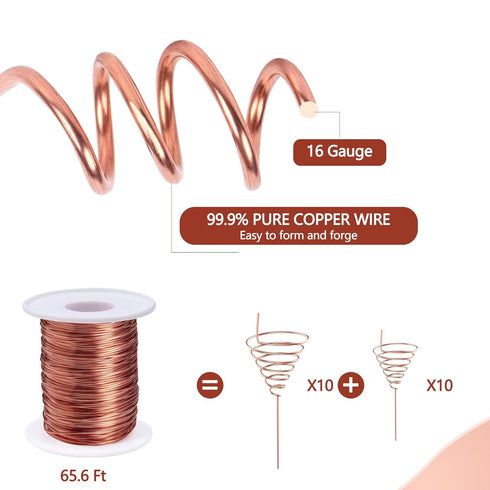 YBB Electroculture Gardening Copper Kit, 99.9% Pure Copper Wire 16 Gauge with Wooden Stakes for Garden Plants