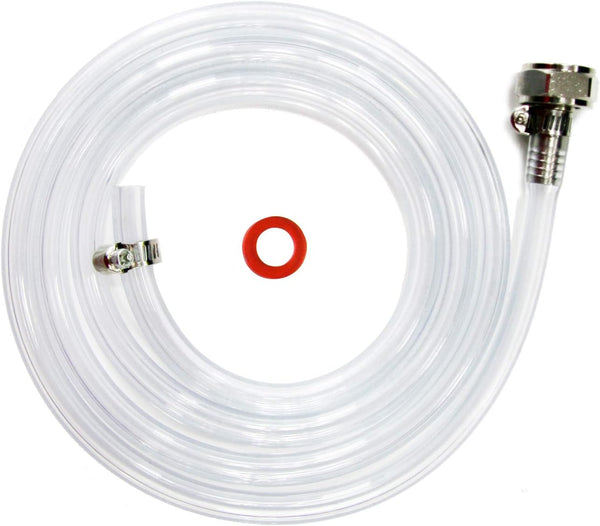 Draft Beer Line with Hexnut - Vinyl Hose ID 3/16 inch OD 7/16 inch Length 5ft with Hexnut Assembly