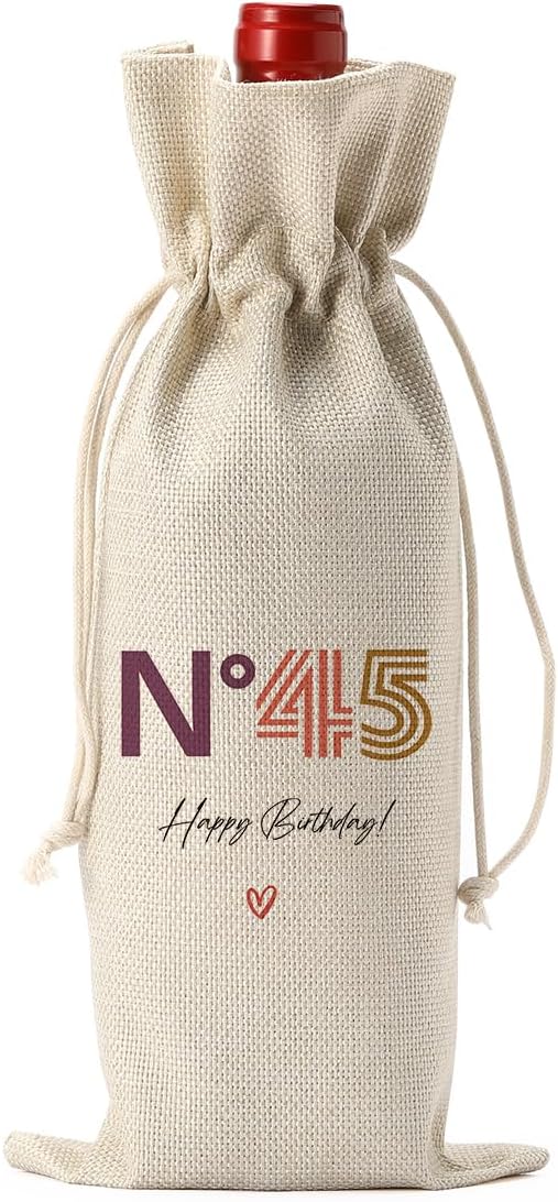 Happy 45th Birthday Party Decorations, Unique 45 Year Old Gifts for Men and Women, Wine Bag