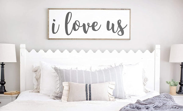 Tamengi I Love Us Wood Sign - Rustic Farmhouse Decor, 6x20inch Wall Mount for Home Events