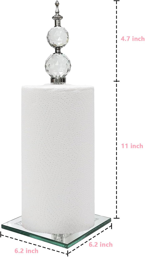 Qiuhome Countertop Crystal Paper Towel Holder Stand Bling Paper Towel Holder Kitchen Decor (Silver)