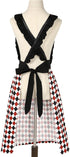 Violet Mist Cotton Linen Apron, Women Cross Back Apron with Pockets, Vintage Black and Red Argyle Pinafore Dress