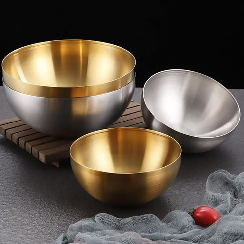 Stainless Steel Salad Bowls Set, Mixing and Serving Bowls for Cooking, Set of 2, Silver