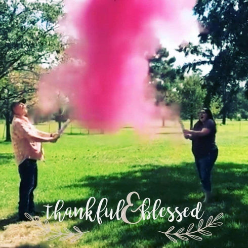 16 Inch 2 Pack Gender Reveal Surprise - Pink Gender Reveal Powder Cannon Bundle - Easy to Use Pink Powder Cannon