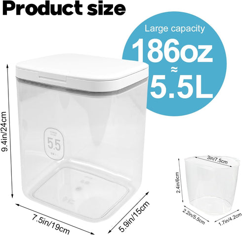 5.5L 1pack Laundry Detergent Dispenser with One-Press Lid, Laundry Powder Container for Laundry Room Organization