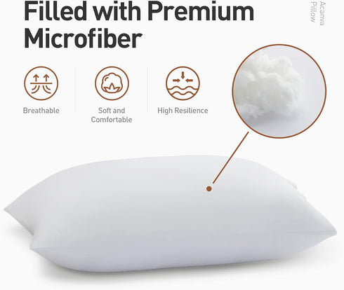 Acanva Bed Pillows for Sleeping, 1 Pack Luxury Hotel Quality, Super Plush 3D Fiber Filling, White