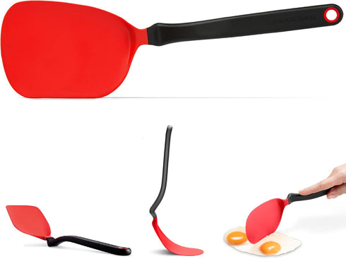 Dreamfarm Chopula Non-Stick-Safe Super-Flexible Spatula, 12" Red with Strong Flat Edge