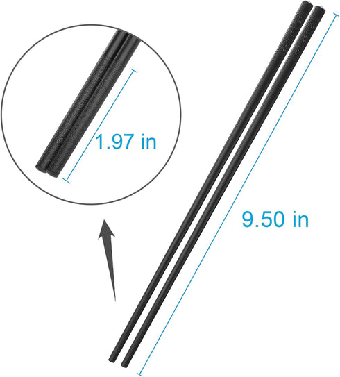 ONEHERE 10 Pairs Fiberglass Chopsticks Family Set, Reusable Non-slip for Sushi, Noodles, Hotpot, 9.5 inches, Classic