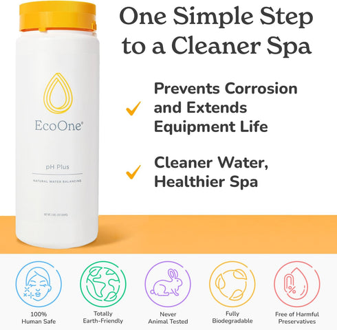 2 Lbs pH Plus by EcoOne | Natural Water pH Increaser for Hot Tub Application | Chlorine-Free, Phosphate-Free Hot Tub pH