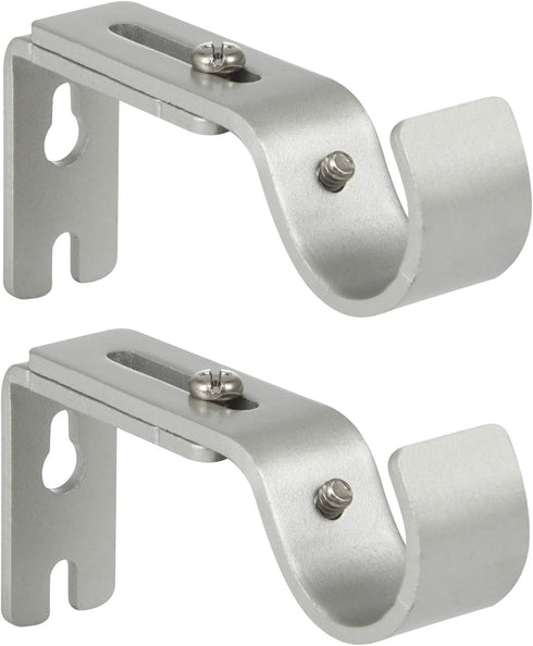 Heavy Duty Adjustable Curtain Rod Brackets for 1 Inch Rod, Silver Color, Set of 2