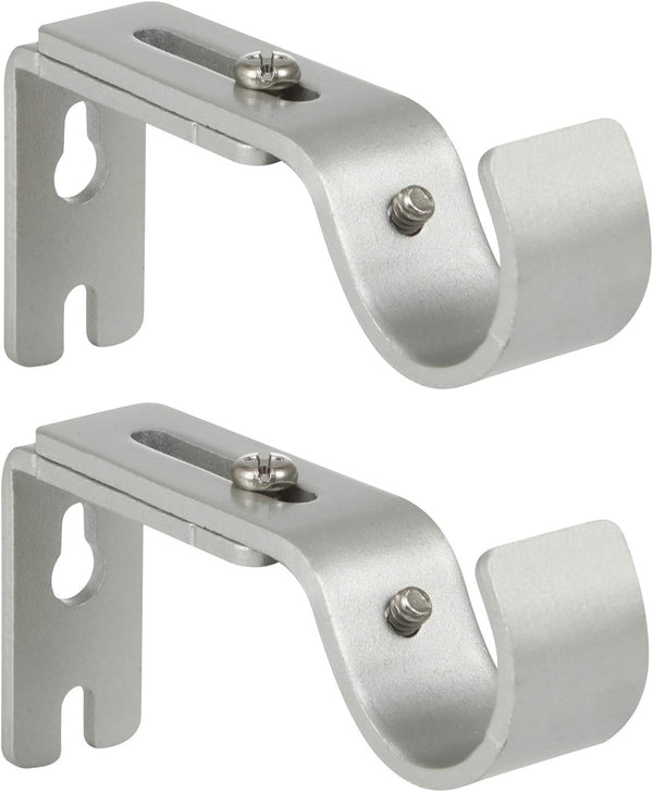 Heavy Duty Adjustable Curtain Rod Brackets for 1 Inch Rod, Silver Color, Set of 2