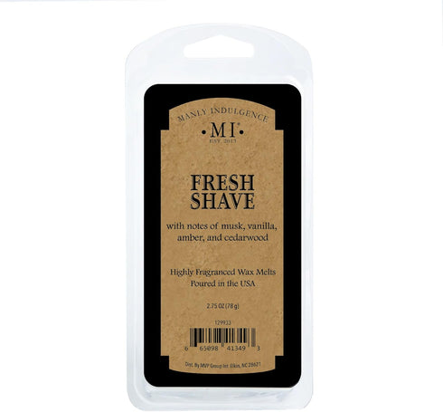 4 Pack, 6 Manly Indulgence Fresh Shave Scented Wax Melts, Wax Melt Warmer Cubes, Long Lasting Scented Wax Warmer Cubes