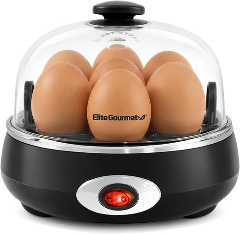 Elite Gourmet EGC007CHC# Rapid Egg Cooker, 7 Easy-To-Peel, Hard, Medium, Soft Boiled