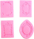 Mujiang Baroque Style Fondant Molds - Curlicues Scroll Lace Photo Frame Silicone Molds Set of 4