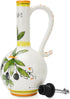 AA Brothers 15oz Hand-Painted Ceramic Olive Oil Dispenser Bottle Decorative Stoneware Cruet with Stainless Steel Spout