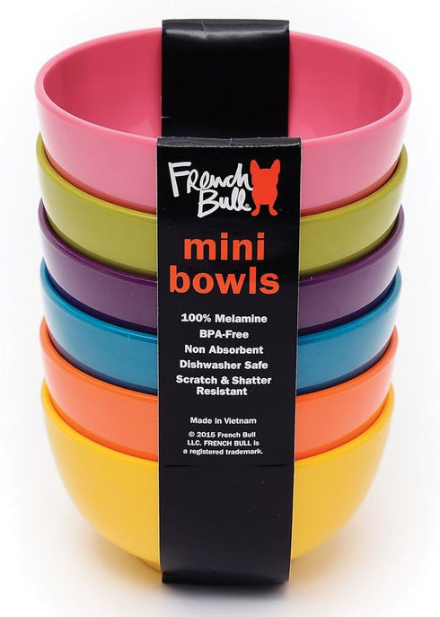 French Bull Melamine 6-Piece Bowl Set, Solid Color, 4" Mini Bowls