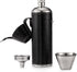 GENNISSY 10oz Black Bucket Hip Flask, PU Leather Stainless Steel, Liquor Flask with Funnel and Cups