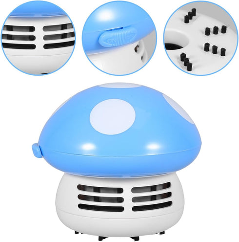 FAVOMOTO Mini Cute Table Dust Vacuum Cleaner, Portable Mushroom Vacuum for Home Office, Handy Dust Sweeper