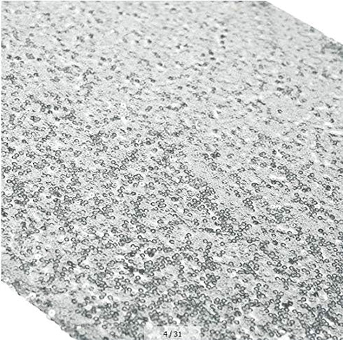 ShiDianYi 12x72-Inch Silver Sequin Table Runner, Sparkly Metallic Silver Sequin Runner for Event Bridal Wedding