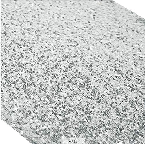 ShiDianYi 12x72-Inch Silver Sequin Table Runner, Sparkly Metallic Silver Sequin Runner for Event Bridal Wedding