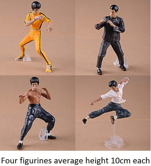 Palmetto Houseares Bruce Lee Figurine Collection Set, 4PCS, 4 Inch Average Height, Hard Plastic Resin