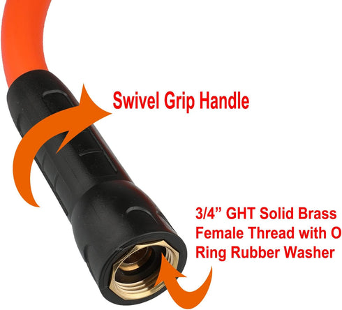 YOTOO Heavy Duty Hybrid Garden Lead Water Hose, 5/8-Inch by 6-Feet, 150 PSI, Kink Resistant, Orange
