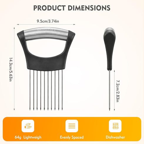 MbsaAO Onion Holder for Slicing, Stainless Steel Onions Slicer with Protective Cover, Vegetable Chopper Onion Slicer