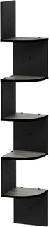 5-Tier Furinno Rossi Wall Mount Floating Corner Shelf, Radial, French Oak Grey/Black