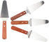 4 Pcs Stainless Steel Pizza Servers with Wooden Handle, Triangular Spade Pastry Spatula for Cake, Tart, Pie, and Pizza