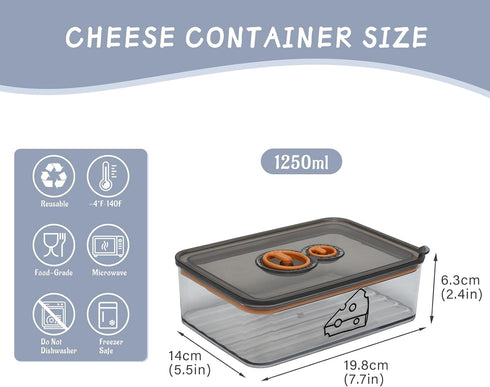 Yomjarl Cheese Container for Refrigerator,Cream Cheeses Storage Box,Cheese Keeper with Airtight Lid and Time