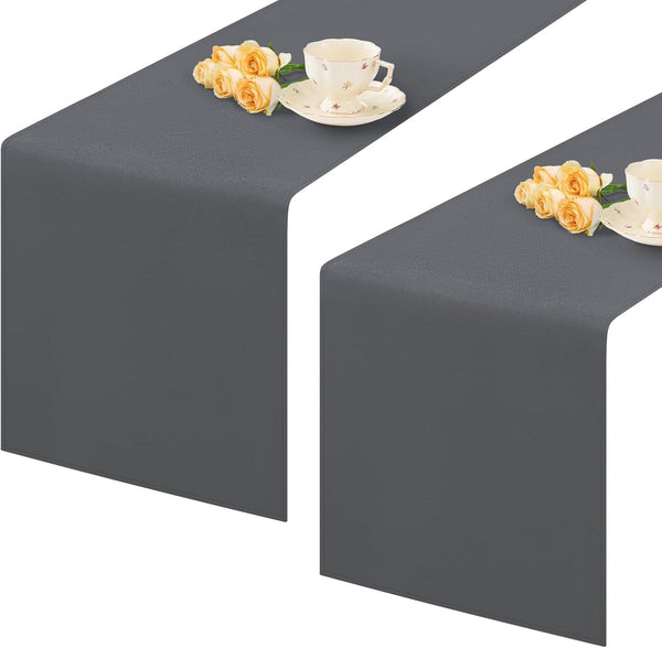 2 Pack Grey Small Short Table Runner 12 x 36 Inch Solid