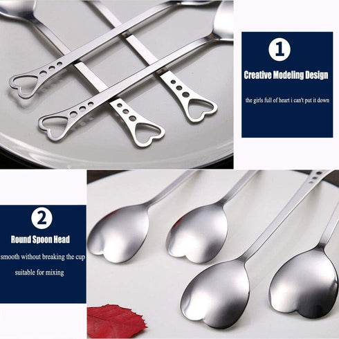 2Pcs Heart Shaped Spoons, Love Spoons for Coffee, Tea, Ice Cream, Dessert for Mother's Day with Gift Box