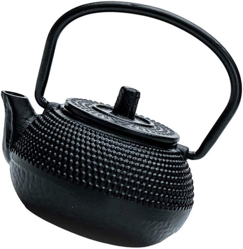 YARDWE Vintage Cast Iron Tea Pot, Small Teapot with Infuser for Loose Tea (Black, 2.83X2.75X1.69in)