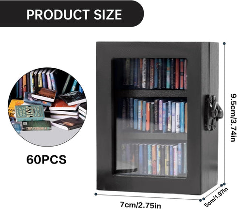 Hcyhcx 60 Anxiety Bookshelf -Shake Anxiety Off Your Decorative Boxes,Miniature Library Equipped with Mini Books Storage