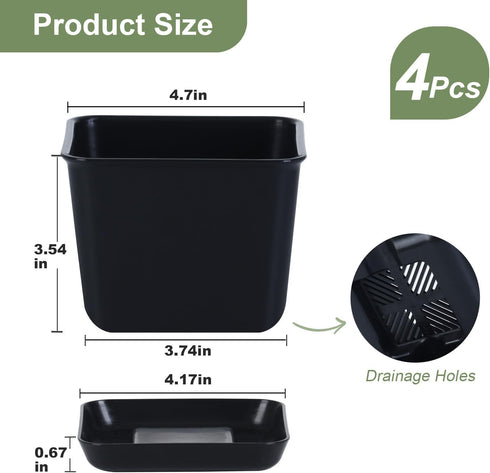 4 Packs Oliz Herb Garden Planter Indoor Kit Pots for Indoor/Outdoor Plants Windowsill Plant Pots with Drainage