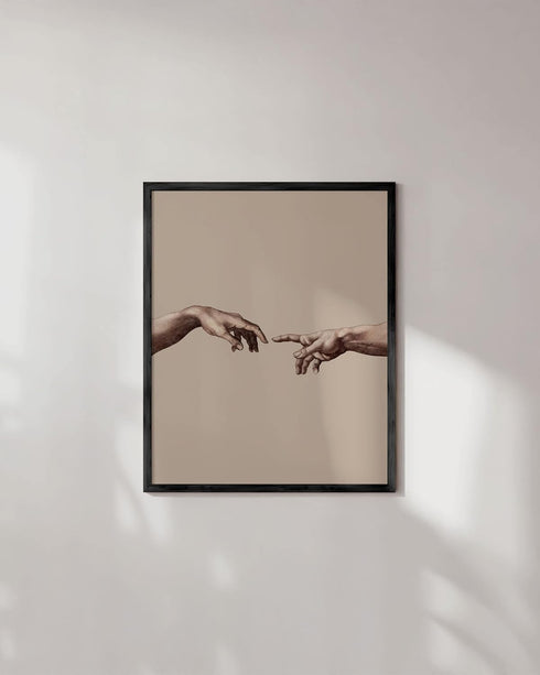 HAUS AND HUES The Creation of Adam Poster by Michaelangelo, Light Academia Aesthetic Room Decor, UNFRAMED 12x16 Beige