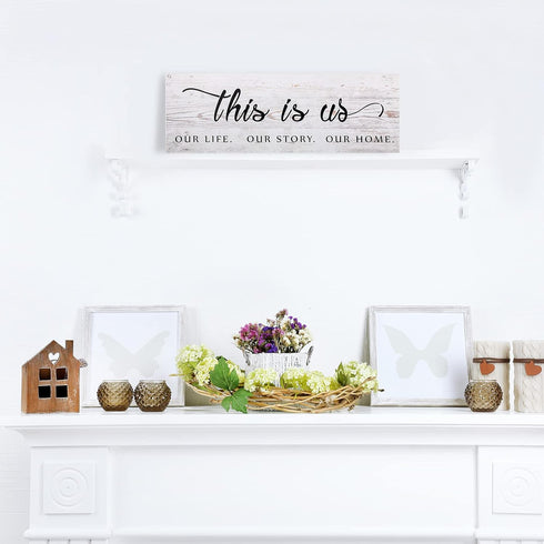 Jetec This Is Us Wall Sign - Wooden Family Wall Plaques with Quotes for Living Room, Bedroom, Christmas Decorations