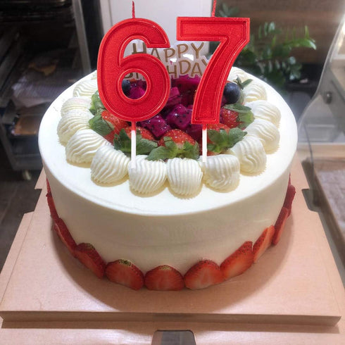 2.76in Birthday Candles Glitter Cake - Red Number 7 Candles Topper Decoration for Party Celebration