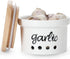 Ceramic Garlic Keeper with Wooden Lid, Farmhouse Kitchen Decor, Countertop Garlic Saver Container