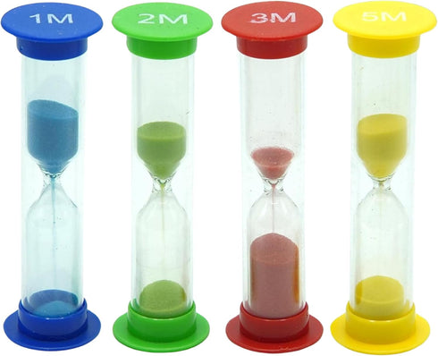 Sand Timer for Kids - Set of 4 Colorful Hour Glasses (1Min, 2Min, 3Min, 5Min) for Classroom & Home