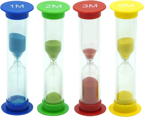 Sand Timer for Kids - Set of 4 Colorful Hour Glasses (1Min, 2Min, 3Min, 5Min) for Classroom & Home